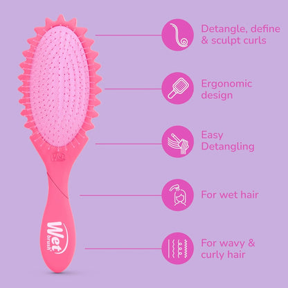 Wet Brush Curl Shaper Detangler Brush, Pink, Made for Women, Men & Kids