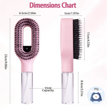 Hair Brush with Water Spray - 2-in-1 Detangler Brush for Frizz Control