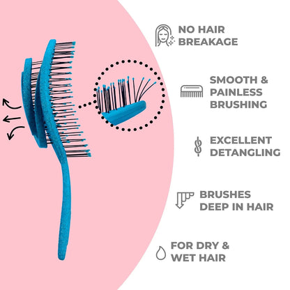 Ninabella Detangler Brush - No Tangle Hair Brush for Women, Fine, Thick and Long Hair - Hairbrush for Wet and Dry Hair, Gentle on the Scalp - Light Blue