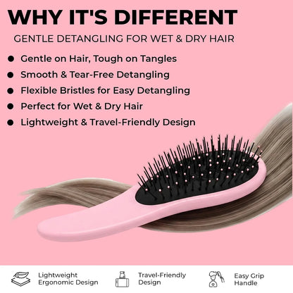 Mini Wet Brush, Travel Detangler Brush for Wet or Dry Hair, Brush for Women