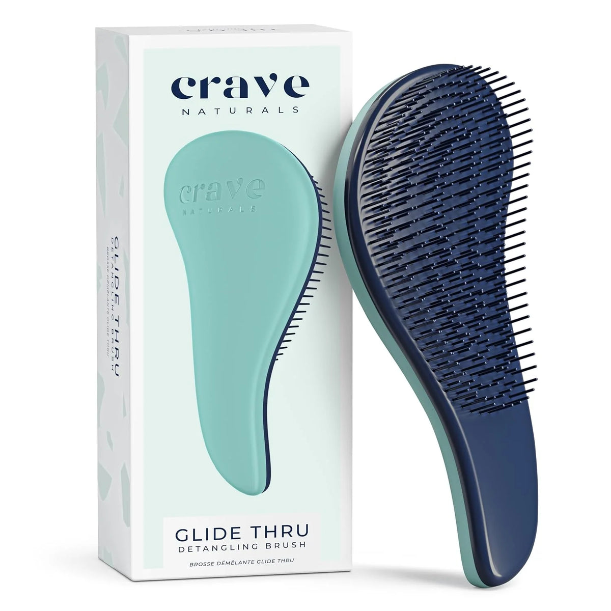 Crave Naturals Biggie Glide Thru Hair Brush - Detangler Brush for Curly, Straight, Wet or Dry Hair - Gentle Detangling Brushes for Adults, Kids, Toddlers - Hair Accessories for Women, 8.4x3.4" - Black