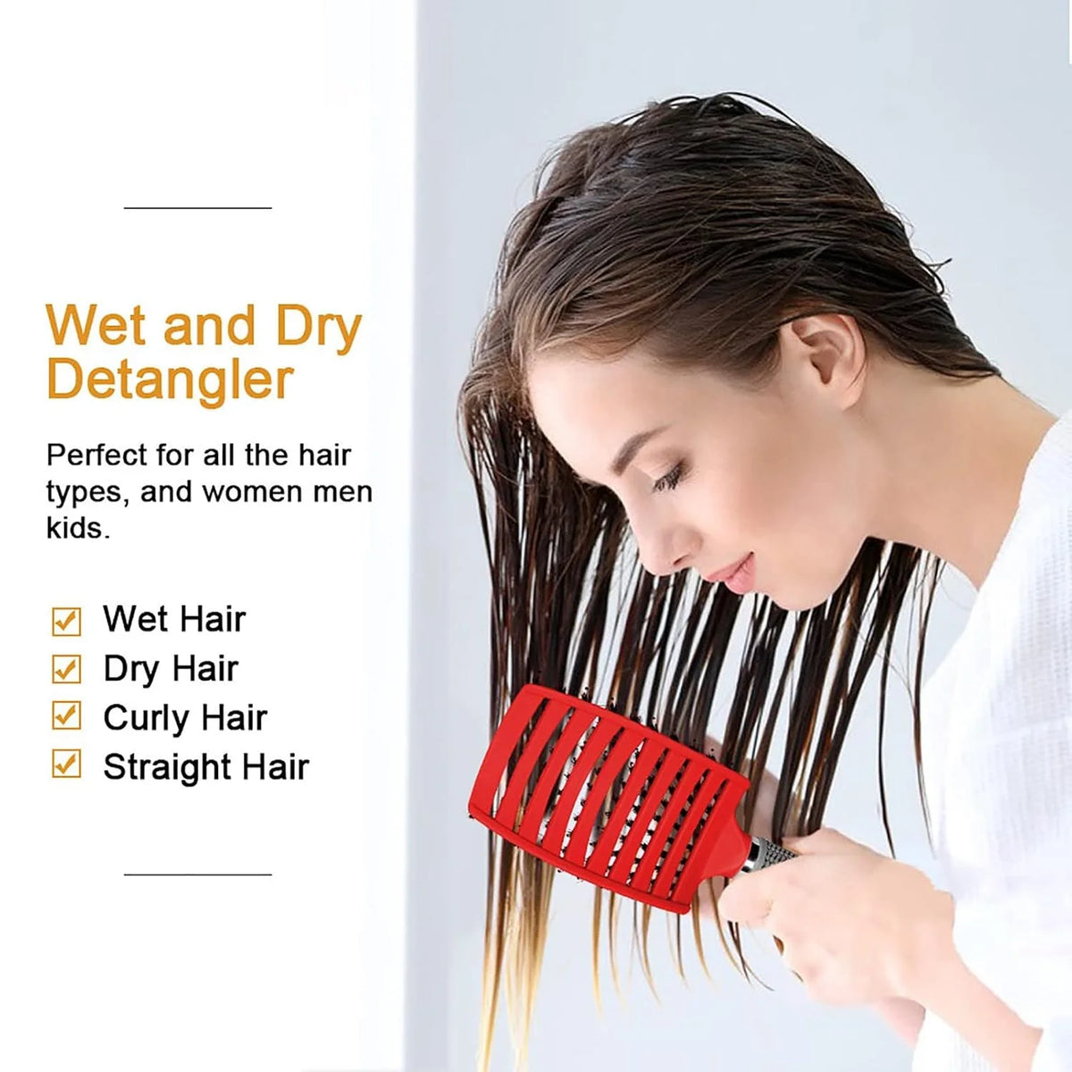 Detangling Brush, Wet Dry Detangler Hair Brushes, Vented Detangling Brush, Fast Drying Styling Massage Hairbrush for Women & Kids’ Long, Thick, Thin, Curly & Tangled Hair (Gold)