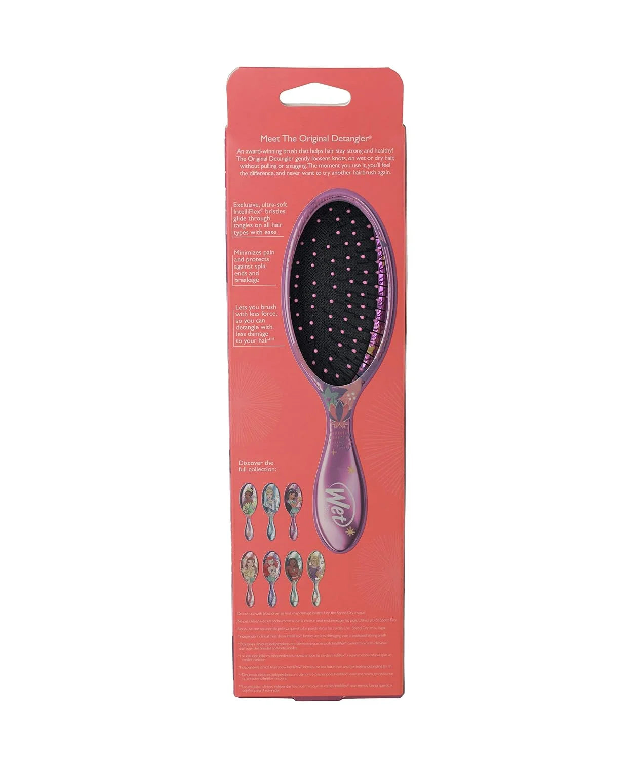 Wet Brush Disney Original Detangler Brush Princess Wholehearted - Jasmine, Dark Purple - All Hair Types - Ultra-Soft IntelliFlex Bristles Glide Through Tangles with Ease