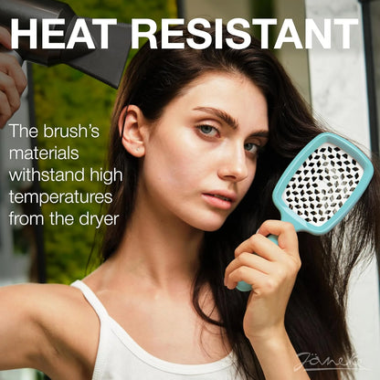 Janeke J-Brush Detangling Comb for Curly and Wavy Hair – Wide Tooth J-Shape Brush for Wet and Dry Use – Anti-Frizz, Lightweight and Gentle on Scalp – Made in Italy Professional Styling Tool (Black)