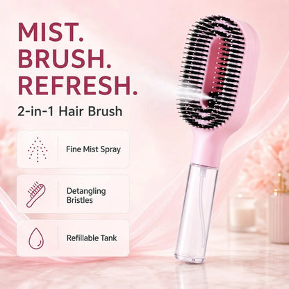 2-in-1 Hair Brush with Water Spray Mister, Fine Mist Spray Brush for Hair Detangling Wet & Dry, Liquid Spraying Hairbrush for Curly Thick Hair & Kids (Sky Blue)