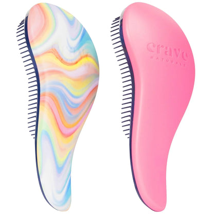 Crave Naturals Biggie Glide Thru Hair Brush - Detangler Brush for Curly, Straight, Wet or Dry Hair - Gentle Detangling Brushes for Adults, Kids, Toddlers - Hair Accessories for Women, 8.4x3.4" - Black