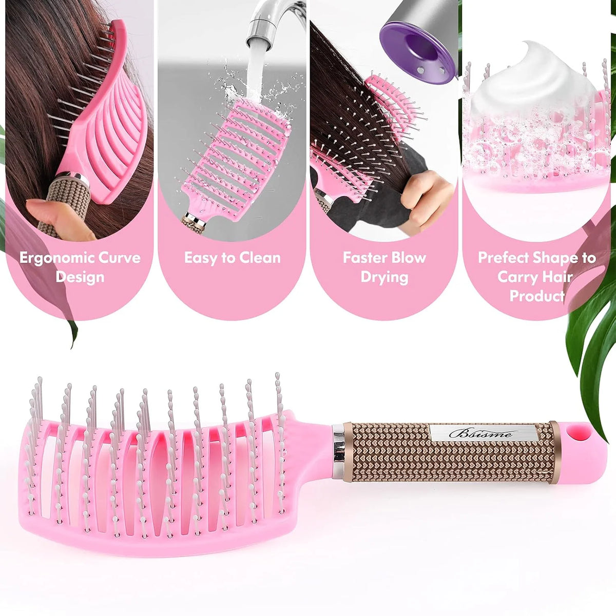 Hair Brush, Professional Curved Vented Brush with 25MM Bristles for Faster Blow Drying, Detangling for Wet Dry Hair, Paddle Brush for Thick Curly Straight Hair for Women & Men