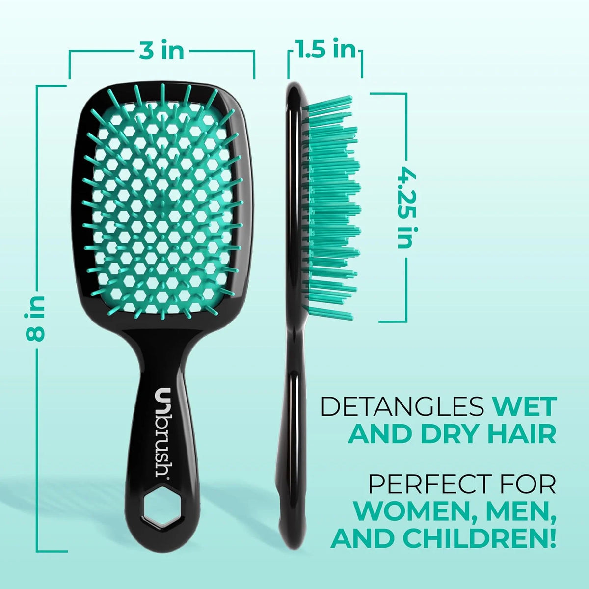 FHI Heat UNbrush Detangling Brush for Pain-Free Brushing on All Wet or Dry Hair Types — Durable DuoFlex Anti-Static Bristles, Lightweight Handle, Vented Hair Brush