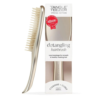 Tangle Teezer Chrome Detangler Mini Hair Brush, Straight to Curly, Pink