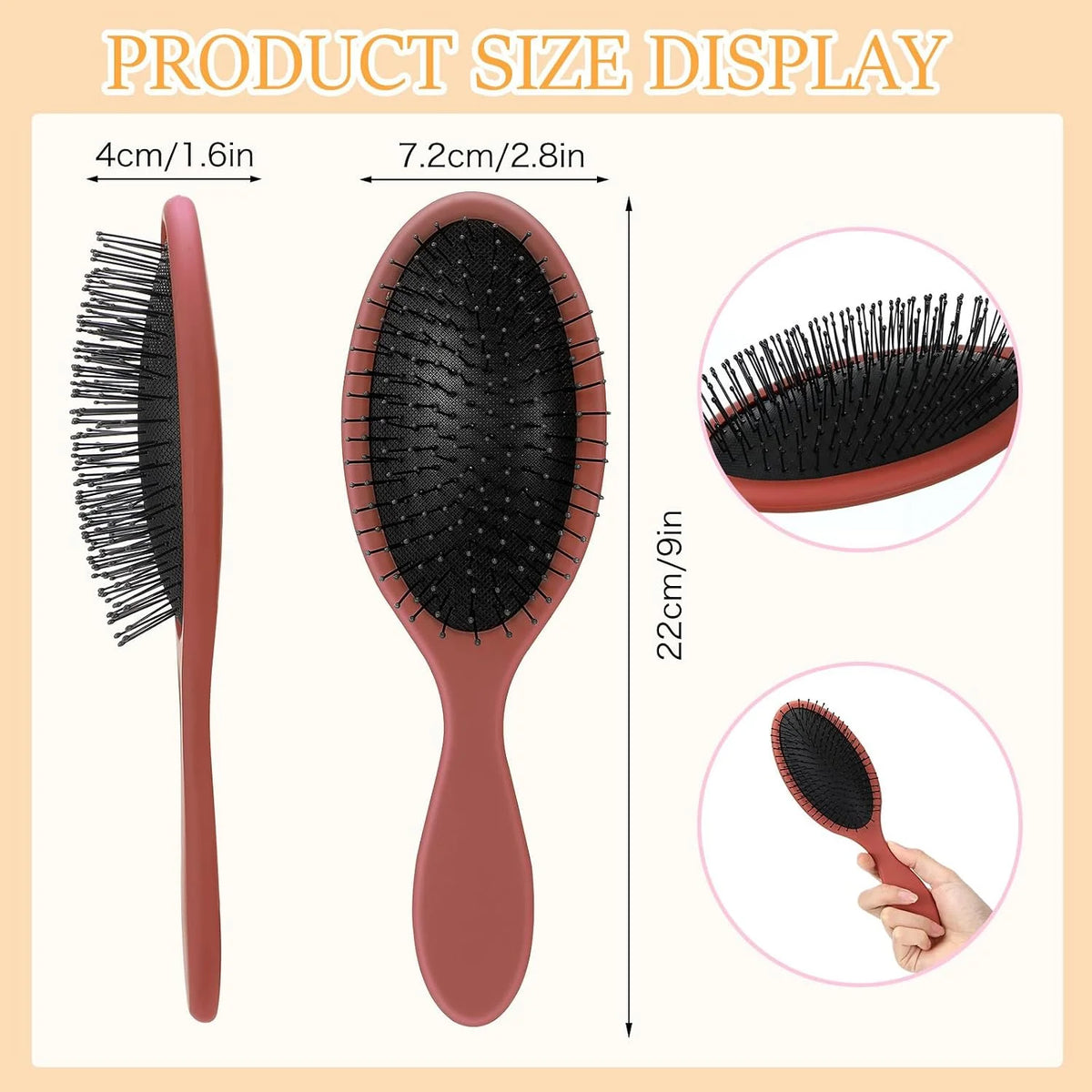 Nuenen 6 Pcs Wet Detangling Hair Brush, Dry Soft Bristle, Black
