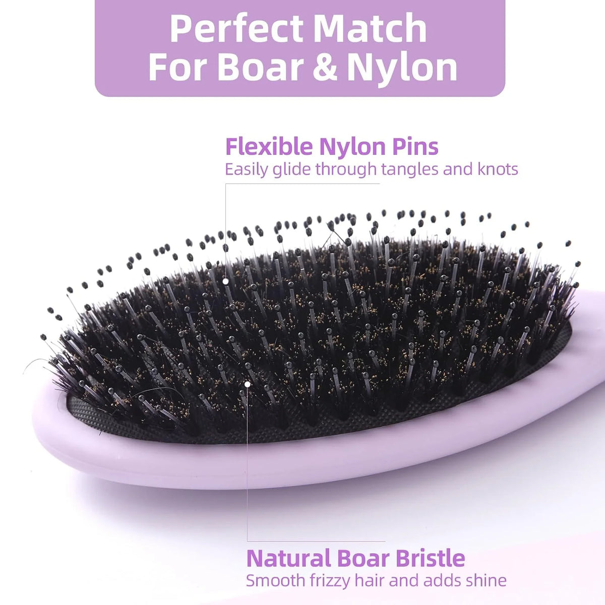 Boar Bristles Hair Brush for Women and Men, Detangling Hair Brush for Smoothing Massage Add Shine, Nylon&Boar Bristles Detangler brush for Hair Healthy (1 Pack-MintGreen)