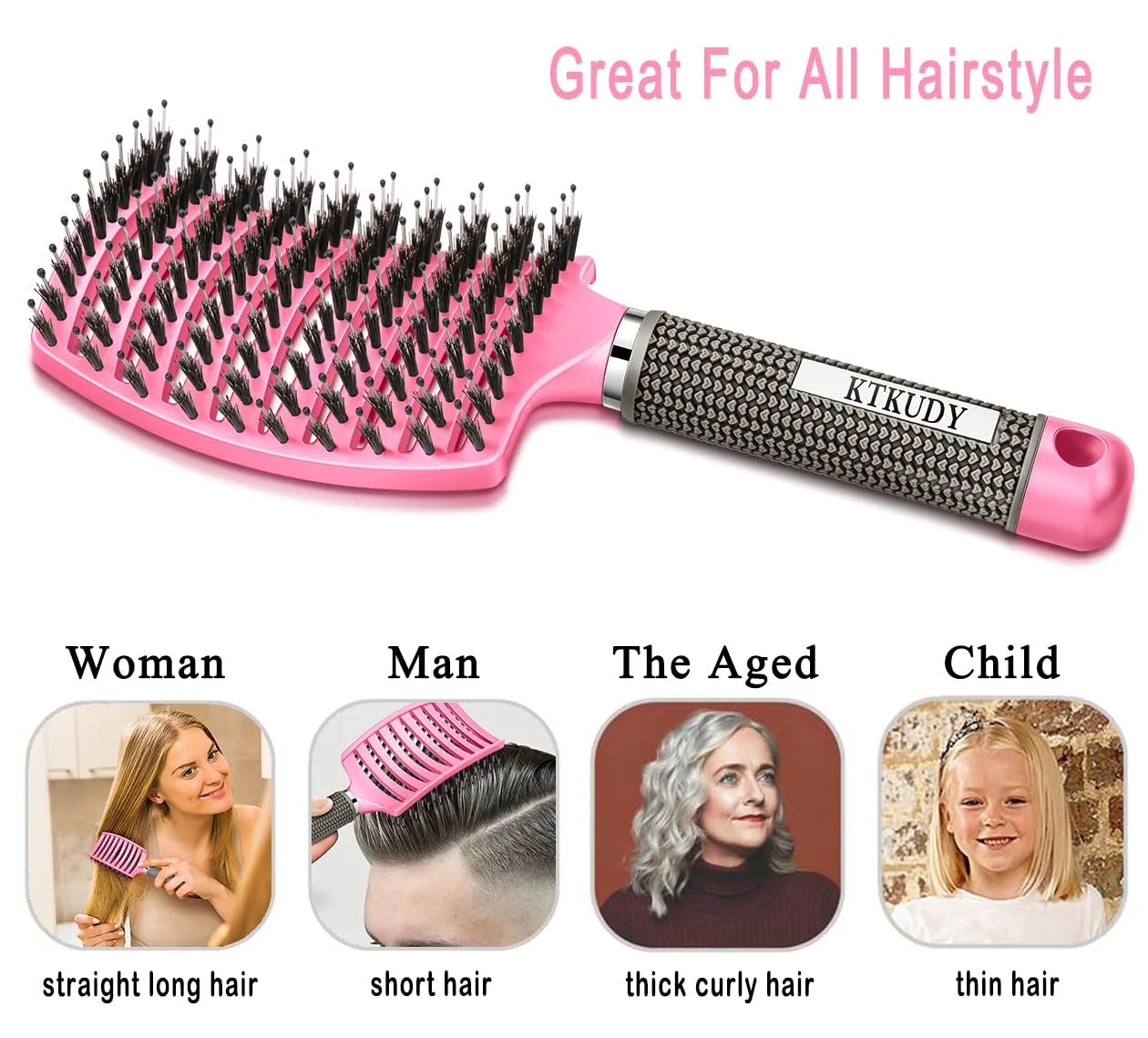 Detangling Brush for Women & Kids, Wet & Dry Hair, All Hair Types