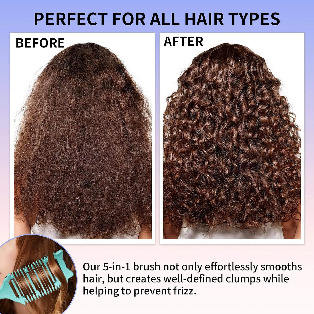 2 Pack Curly Defining & Detangling Brush - With Boar Bristle & 3 Styling Comb Tools – Shine to Shape & Define Natural Curl Waves & Coils - Vented Anti-Frizz Wet or Dry Hair for Women Men Kids