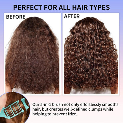 2 Pack Curly Defining & Detangling Brush - With Boar Bristle & 3 Styling Comb Tools – Shine to Shape & Define Natural Curl Waves & Coils - Vented Anti-Frizz Wet or Dry Hair for Women Men Kids