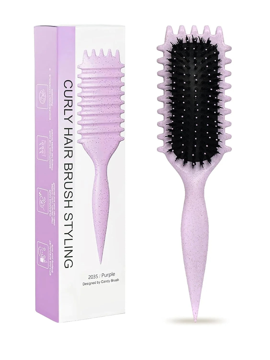 Blue Curl Defining Brush for Curly Hair – Detangling & Styling Brush for Women & Men, Defines 2A to 4C Curls, Reduces Frizz, Perfect for Wet & Dry Hair (Blue)