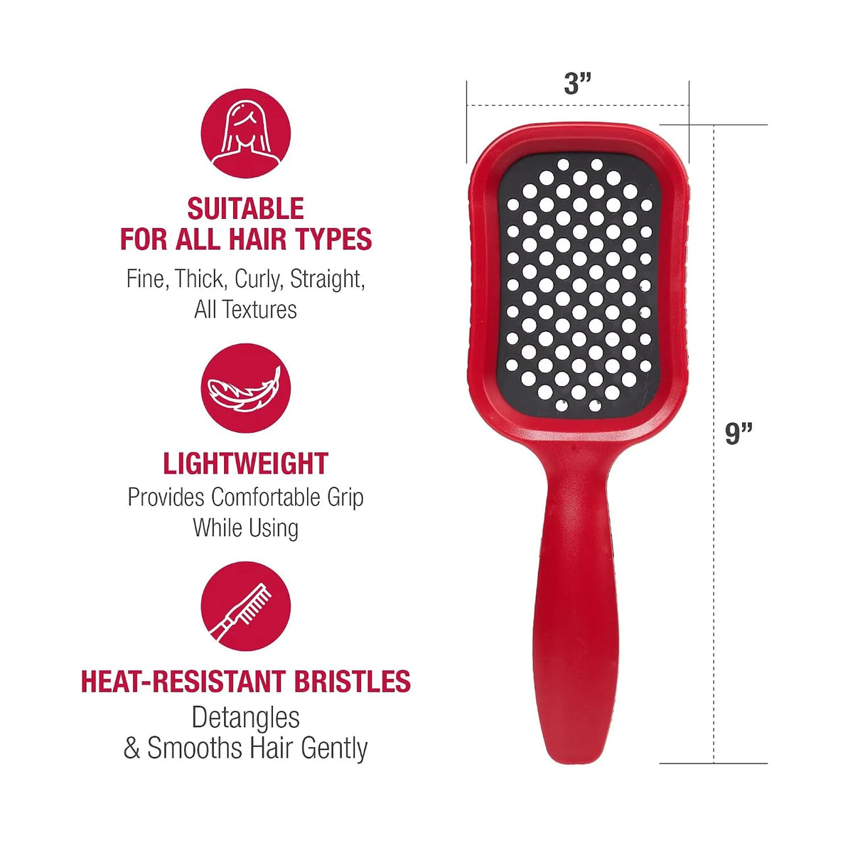 RED by Kiss Dry Vent Heat-Resistant Hair Brush, Detangling Fast Blow Drying for Wet Dry Curly Thick Straight Hair, Vented Detangler for Women Men Children Kids (Yellow)