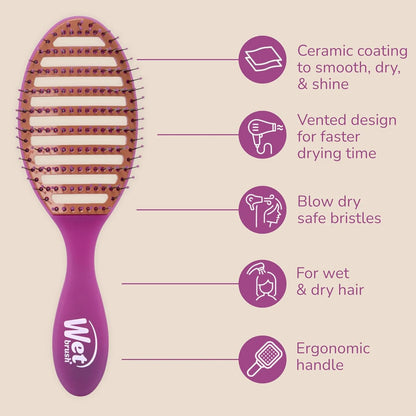 Wet Brush Ceramic Speed Dry Detangler, Black, Vented Blow-Dry Hair Brush