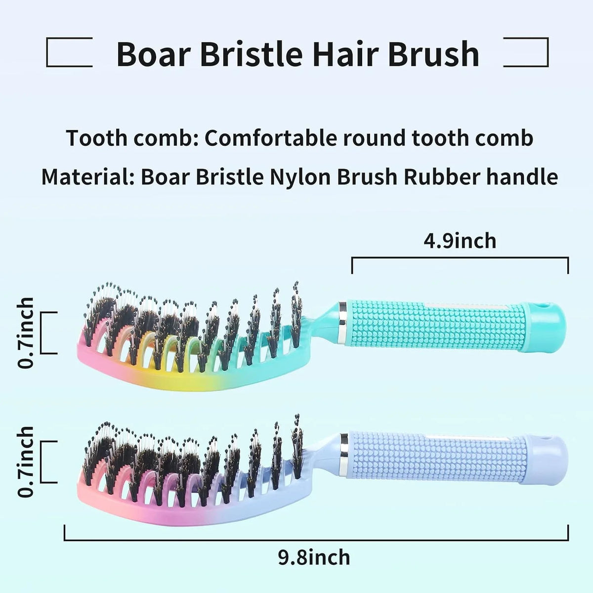 2 Pack Detangling Brush Getting Knots Out without Pain Adds Shine and Makes Hair Smooth,Detangler Boar Bristle Hair Brush for Adult & Kids Wet or Dry Hair(Green&Pink)