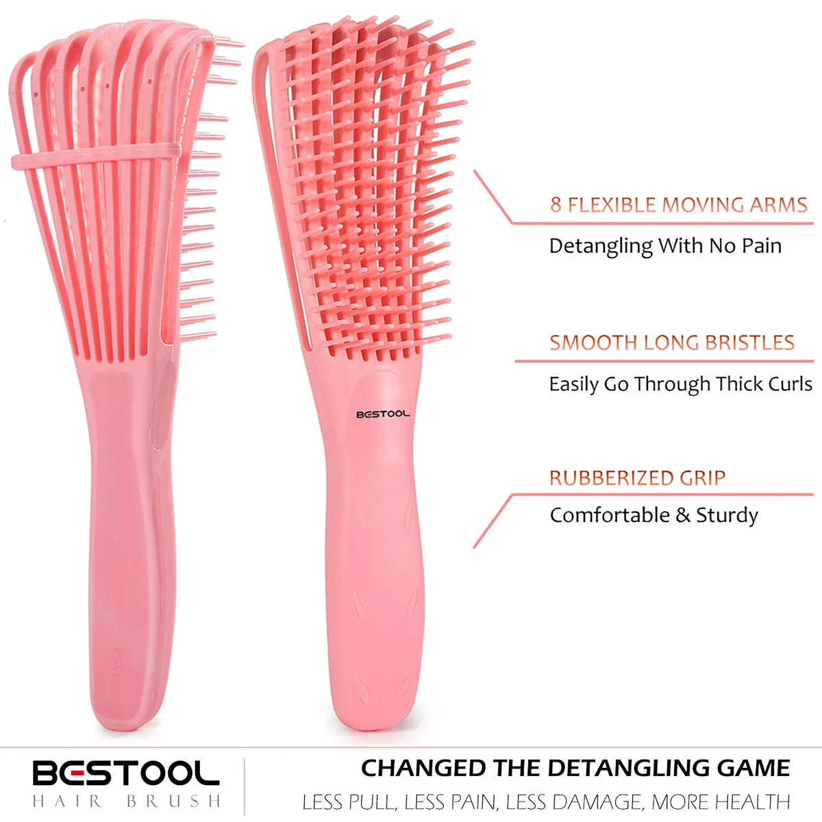 BESTOOL Detangling Brush for Natural Hair, Detangler for 3/4abc Curly, Coily, Kinky Hair, Detangle Wet/Dry Easily with No Pain (Purple)