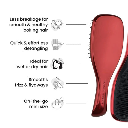 Tangle Teezer Chrome Detangler Mini Hair Brush, Straight to Curly, Pink