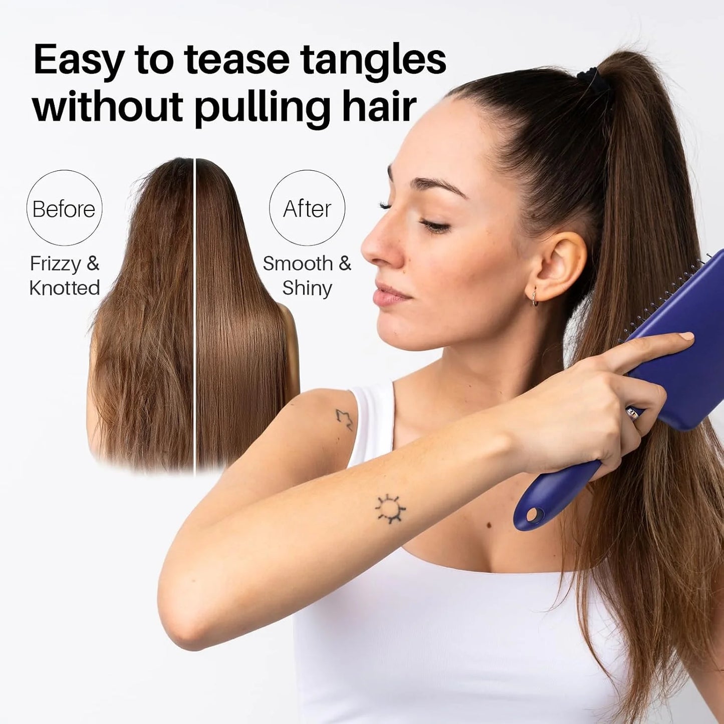 Purple Square Paddle Hair Brush for Women Men's Thin,Short,Thick,Long Hair