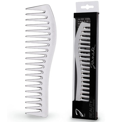 Janeke J-Brush Detangling Comb for Curly and Wavy Hair – Wide Tooth J-Shape Brush for Wet and Dry Use – Anti-Frizz, Lightweight and Gentle on Scalp – Made in Italy Professional Styling Tool (Black)
