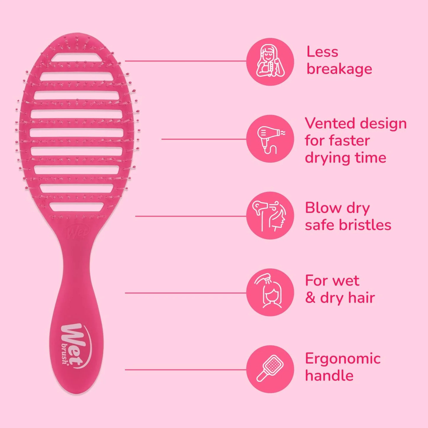 Wet Brush Speed Dry Hair Brush, Orange Crush (Summer Quencher) - Vented Design & Soft HeatFlex Bristles Are Blow Dry Safe - Ergonomic Handle Manages Tangles - Pain-Free Hair Accessories