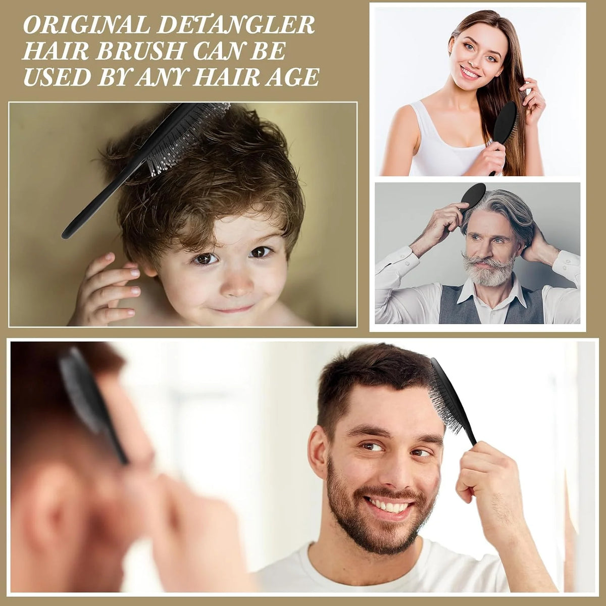 Nuenen 6 Pcs Wet Detangling Hair Brush, Dry Soft Bristle, Black