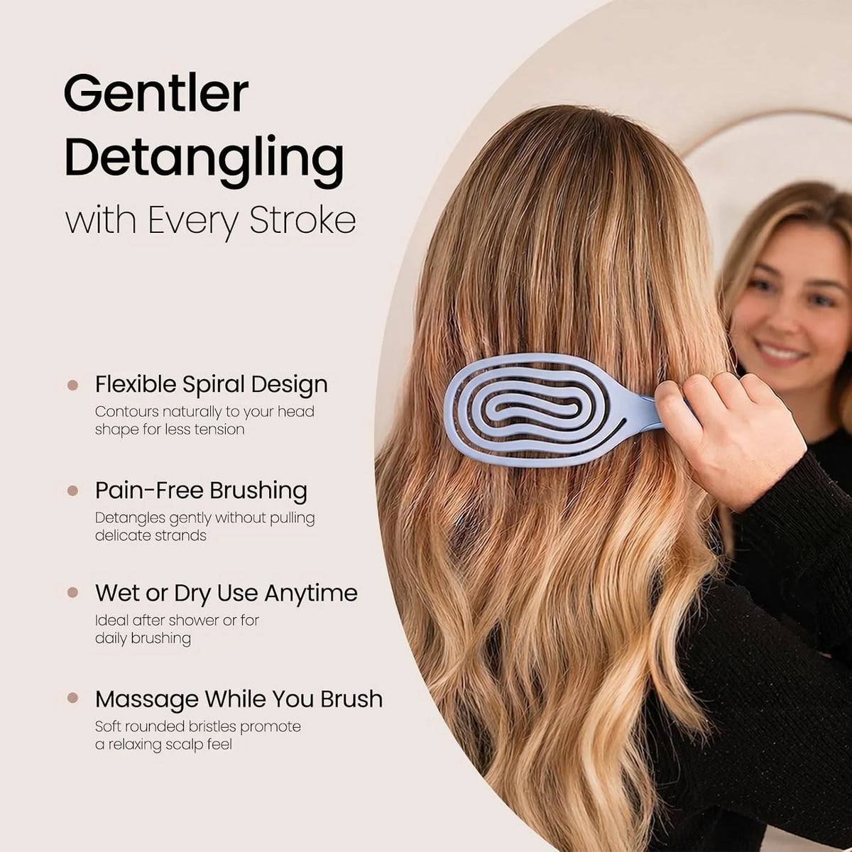 AIMIKE Spiral Flex Hair Brush for Fine Hair, Gentle Detangler for Women