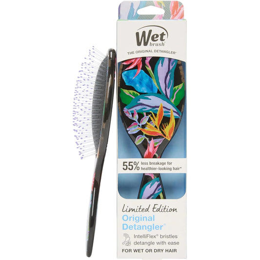Wet Brush Original Detangler Hair Brush, Flexible Bristles Gently Detangle All Hair Types, Works on Wet or Dry Strands, Ergonomic Handle, Reduces Breakage, Limited Edition, Tropical Oasis Purple Grove
