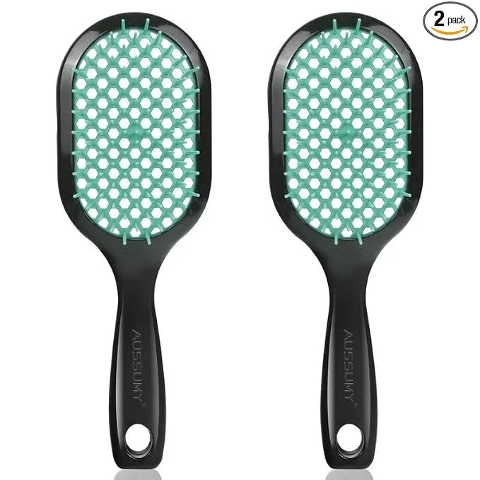 Vented Detangling Hair Brush - 2 Pack Detangler Hairbrush for Effortless Tangle Removal - Ultra-Soft Bristles -For Natural Curly Straight Wet Dry Damaged Hair for Women Men Kids