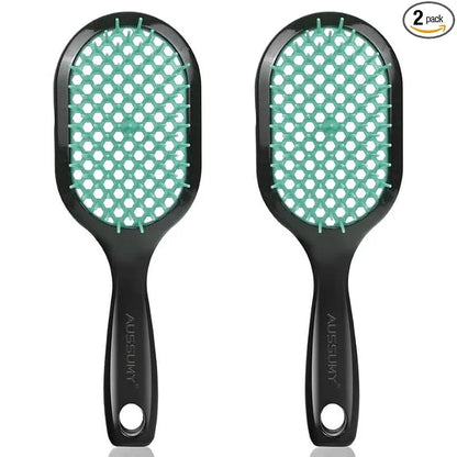Vented Detangling Hair Brush - 2 Pack Detangler Hairbrush for Effortless Tangle Removal - Ultra-Soft Bristles -For Natural Curly Straight Wet Dry Damaged Hair for Women Men Kids