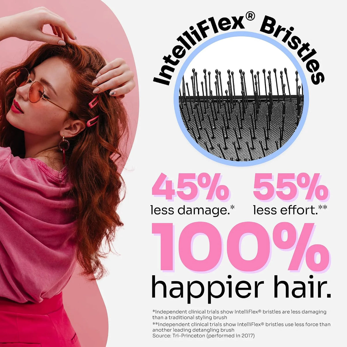 Wet Brush Refresh and Extend Paddle Detangler, Black, Detangling Brush with Infused Charcoal Ultra-Soft IntelliFlex Bristles For All Hair Types, Removes Dirt, Excess Oils & Impurities