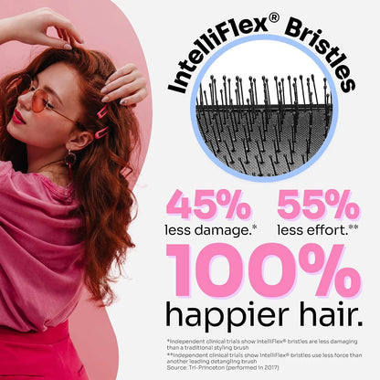 Wet Brush Refresh and Extend Paddle Detangler, Black, Detangling Brush with Infused Charcoal Ultra-Soft IntelliFlex Bristles For All Hair Types, Removes Dirt, Excess Oils & Impurities
