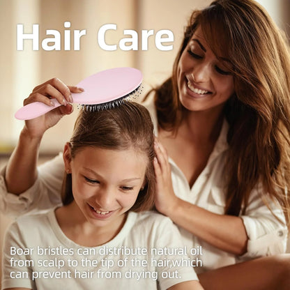 Boar Bristles Hair Brush for Women and Men, Detangling Hair Brush for Smoothing Massage Add Shine, Nylon&Boar Bristles Detangler brush for Hair Healthy (1 Pack-MintGreen)