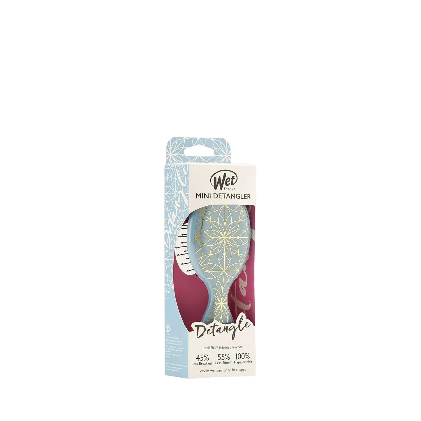 Wet Brush Squirt Detangler Hair Brushes - Lagoon, Geo - Mini Detangling Brush with Ultra-Soft IntelliFlex Bristles Glide Through Tangles with Ease - Pain-Free Comb for All Hair Types