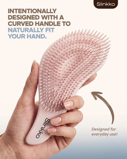 Detangler Brush, Curly Hair Brush for Women, Men & Kids - Wet & Dry Detangling Hair Brush for Curly, Thick, Fine & Wavy Hair - Anti-Breakage Wave Brush, Pain-Free Hairbrush, Pink, Rose Clay