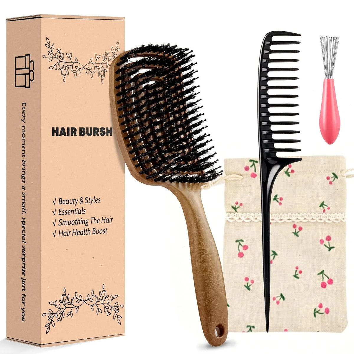 Hair Brush Detangler - Curved Vented Detangling Hair Brush for Women Men, Paddle Brush for Curly Straight Hair, Wet and Dry Styling, Faster Blow Drying