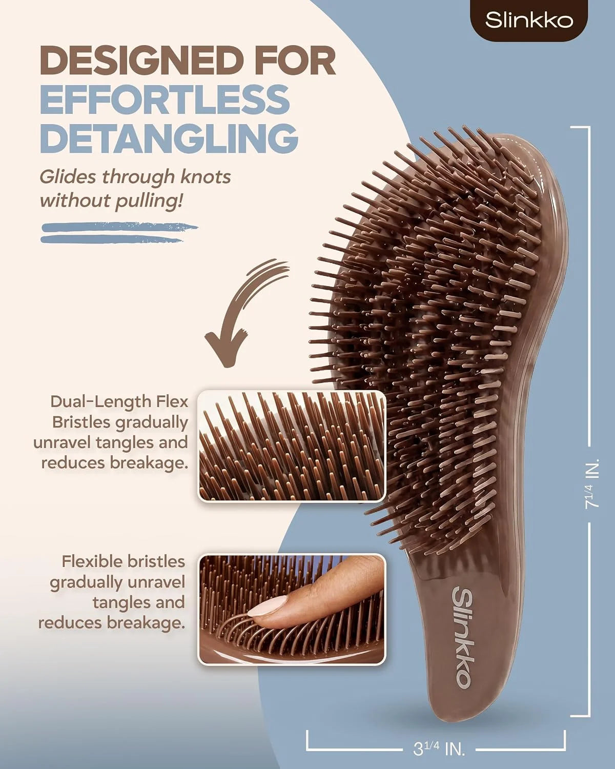 Detangler Brush, Curly Hair Brush for Women, Men & Kids - Wet & Dry Detangling Hair Brush for Curly, Thick, Fine & Wavy Hair - Anti-Breakage Wave Brush, Pain-Free Hairbrush, Pink, Rose Clay