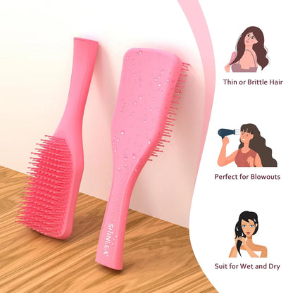 SHINLEA Detangler Brush for Curly Hair, No Tangle Wet Dry Hair Brush for Women, Anti Breakage Detangling Hairbrush for Wavy Thick Thin Hair, Lightweight Travel Pink