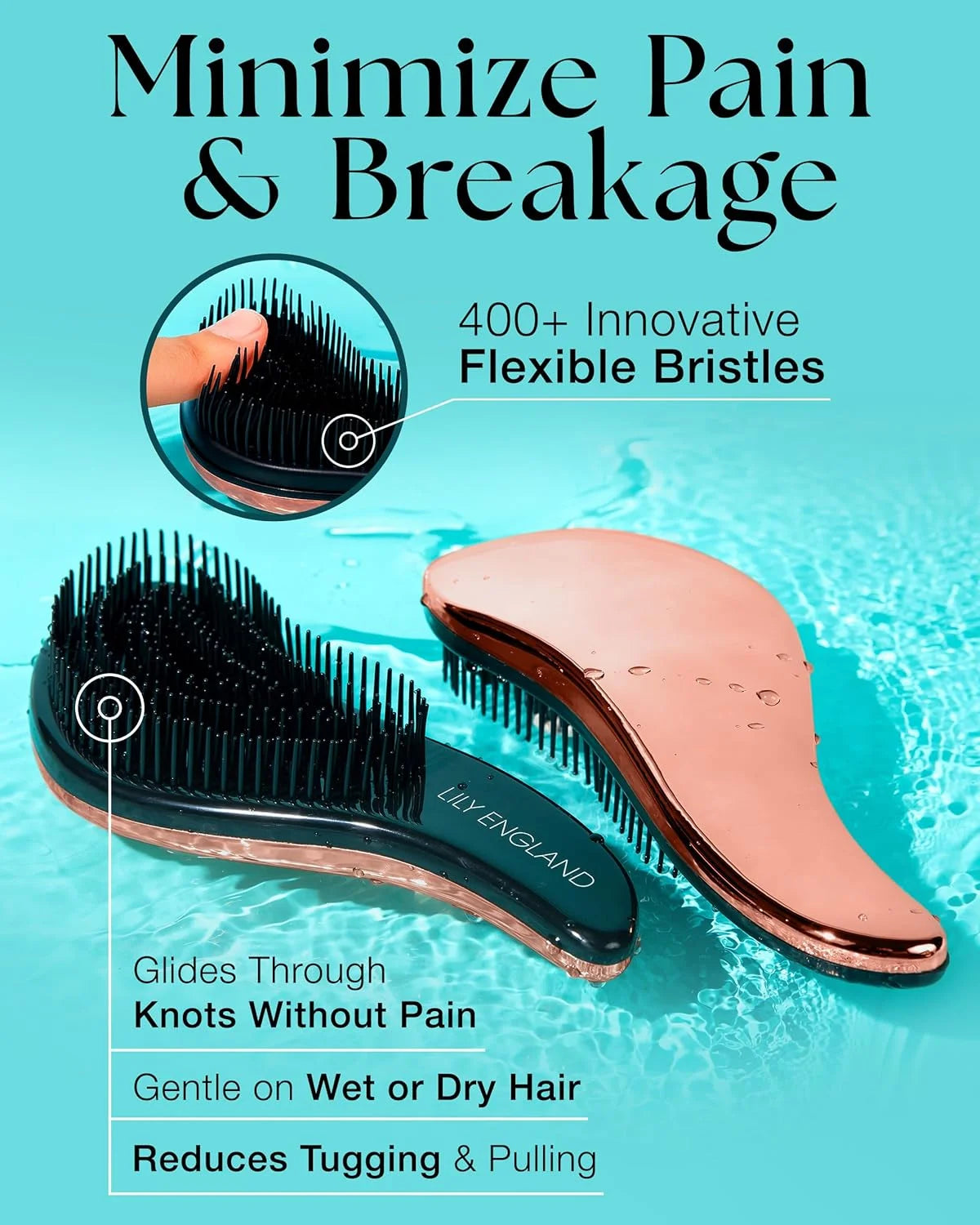 Hair Brush & Beard Detangler Brush - Unisex Detangling Brush for Men, Black