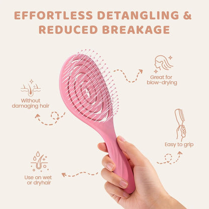 SHINLEA Hair Brush, Detangle Anti Tangle Brush, Spiral Hairbrush for Wet & Dry Hair, Women, Men, Kids, Glide Through Tangles For All Hair Types, Green