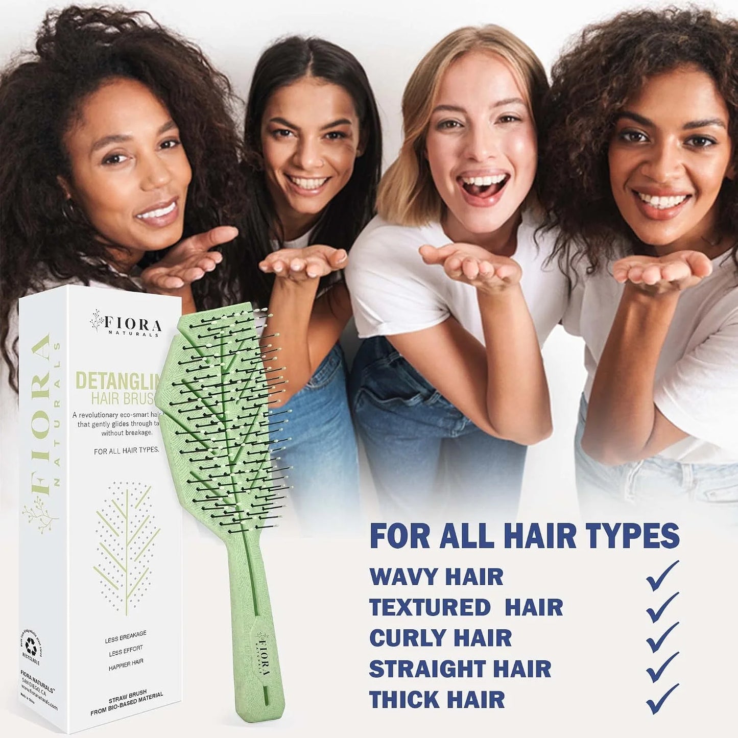 Fiora Naturals Detangling Hair Brush for Women, Detangler Hair Brush, Pink