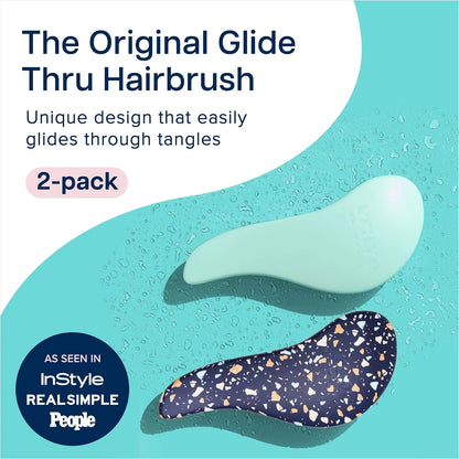 Crave Naturals Biggie Glide Thru Hair Brush - Detangler Brush for Curly, Straight, Wet or Dry Hair - Gentle Detangling Brushes for Adults, Kids, Toddlers - Hair Accessories for Women, 8.4x3.4" - Black
