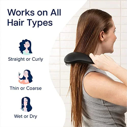 Crave Naturals Biggie Glide Thru Hair Brush - Detangler Brush for Curly, Straight, Wet or Dry Hair - Gentle Detangling Brushes for Adults, Kids, Toddlers - Hair Accessories for Women, 8.4x3.4" - Black