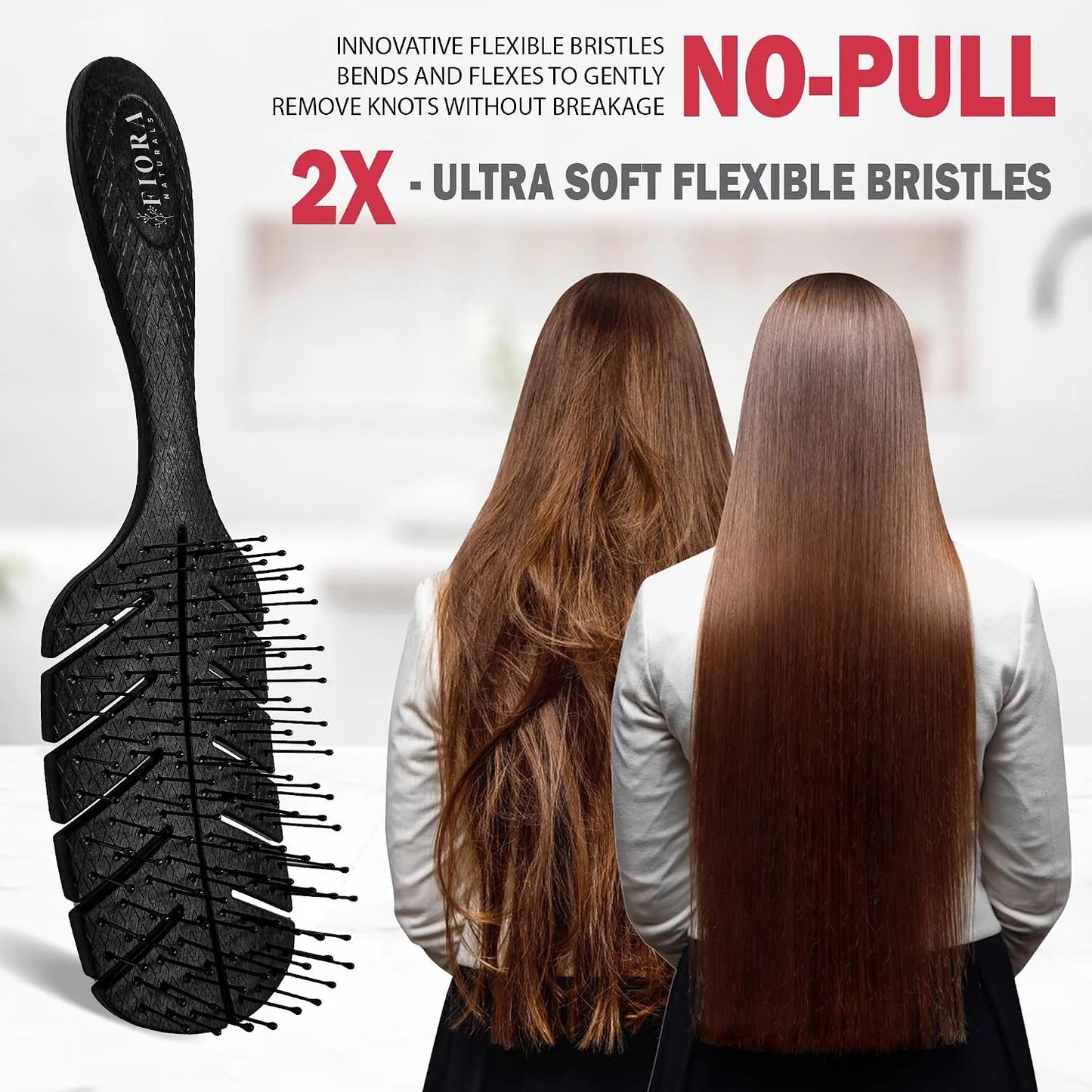 Fiora Naturals Detangler Brush for Wet and Dry Hair, Soft Detangling Brush
