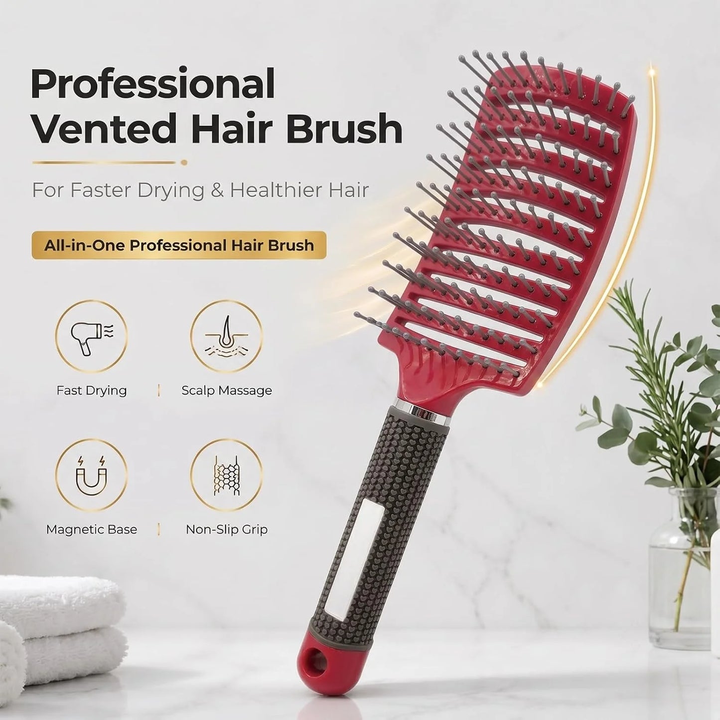 Curved Vented Hair Brush,Detangler Brush Faster Blow Drying for Women, Men