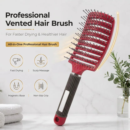 Curved Vented Hair Brush,Detangler Brush Faster Blow Drying for Women, Men