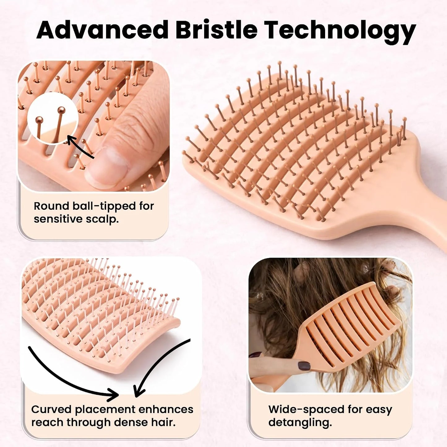 Herstyler Vent Brush for Hair - Detangler for Faster Blow Drying - Black