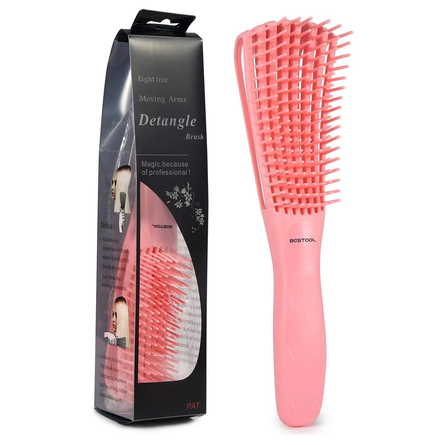 BESTOOL Detangling Brush for Natural Hair, Detangler for 3/4abc Curly, Coily, Kinky Hair, Detangle Wet/Dry Easily with No Pain (Purple)